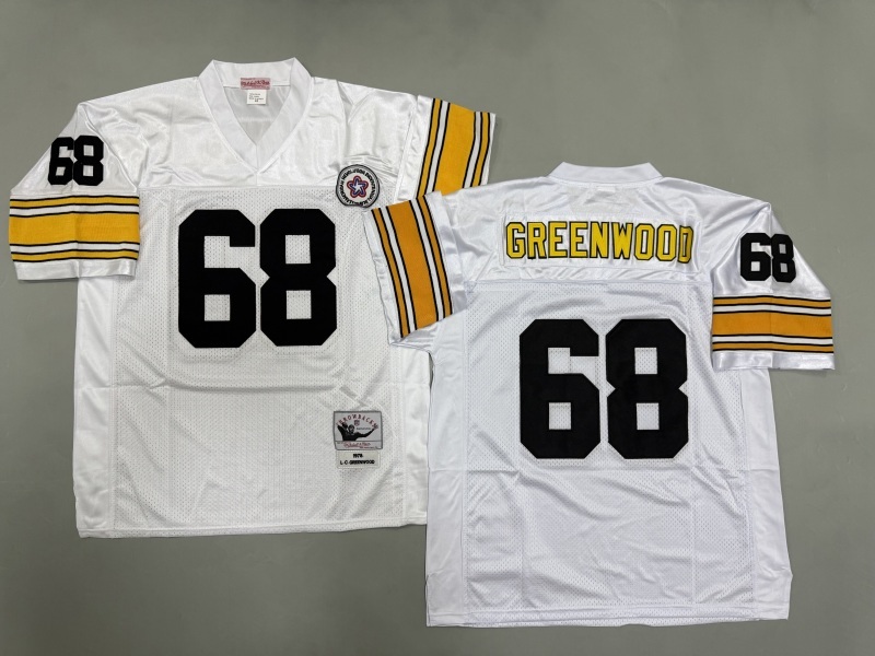 Men 2025 Pittsburgh Steelers #68 Greenwood white Throwback Limited NFL Jersey style 002